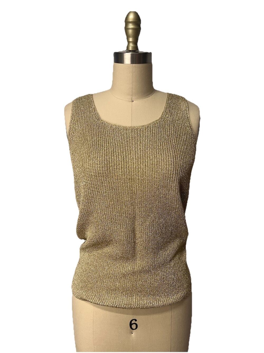 Vintage Rocker Glam Knit tank top SZ S metallic lurex SUZELLE 80s 90s Disco